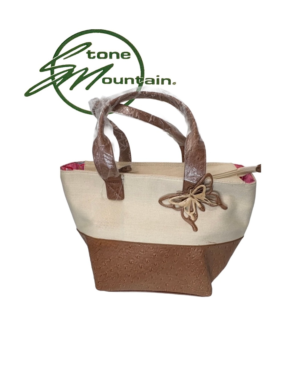 Brand New Stone Mountain Accessories Beige and Brown Tote Shoulder Bag